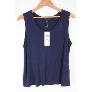 NWD Eileen Fisher M Midnight Blue Silk Scoop Neck Tank Top